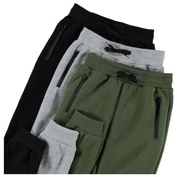 PURE CHAMP 3Pk Boys Sweatpants Fleece Athletic Workout Kids Clothes Boys Joggers with Zipper Pocket ...