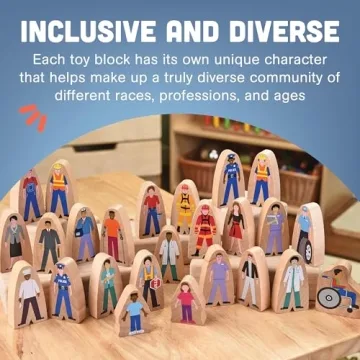 Diverse Wooden Figurine Set for Kids 3+, 25-Piece Inclusive Toy