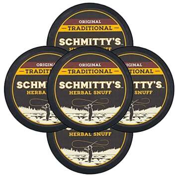 Schmitty's Herbal Snuff Original 5 Cans with Can Cover