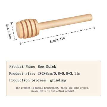 20 Pcs Honey Sticks Mini Honey Dipper, 3inch Wooden Honey Comb Honey Dispenser for Honey Jar Dispense Drizzle Honey, Wedding Party, Gender Reveal Party Supplies