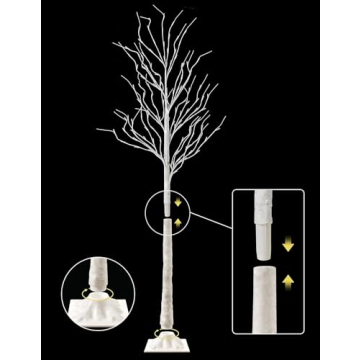 Lighted Birch Tree, 2 Pack 6 Feet 144 Warm White Lights, Prelit White Artificial Christmas Trees for Indoor Outdoor Decor Garden Wedding Party Bedroom Decoration