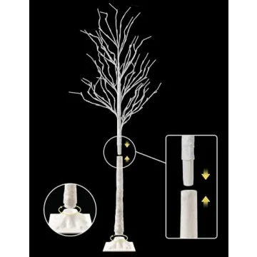 Lighted Birch Tree, 2 Pack 6 Feet 144 Warm White Lights, Prelit White Artificial Christmas Trees for Indoor Outdoor Decor Garden Wedding Party Bedroom Decoration