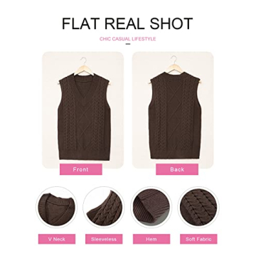EVALESS Plus Size Brown Sweater Vest for Women 2024