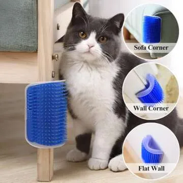 Kingtree Cat Corner Scratcher Self Groomer with Catnip, 2 Pack Softer Cat Face Scratchers Wall Corner Grooming Massage Combs for Long & Short Fur Cats