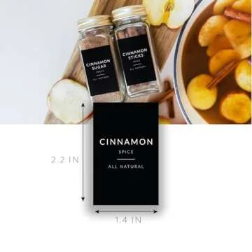 Black Spice Labels for Jars, 148 Preprinted Organizing Stickers Designed for Spices Storage Glass Bottles for Herbs Seasonings, Kitchen Pantry Organization Supplies