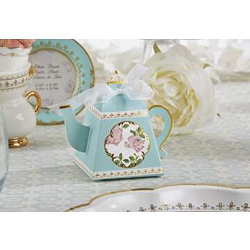 Kate Aspen Decorative Vintage Floral Tea Party Teapot Favor Boxes/Bridal Shower or Baby Shower Decor...