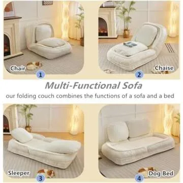 Roockky Foldable Lazy Sofa Bed - Adjustable Multi-Functional Sofa in Beige