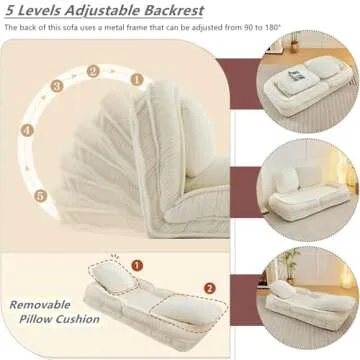 Roockky Convertible Lazy Sofa Bed with 5 Positions