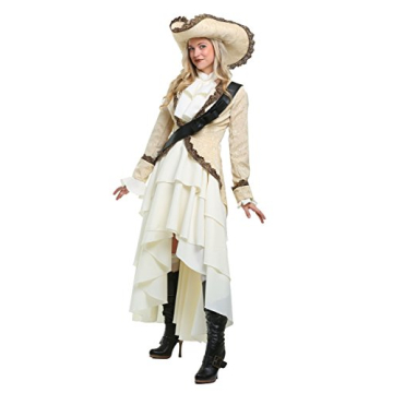 Fun Costumes - Women's Captivating Adult Pirate Jacket Skirt Hat Medium White