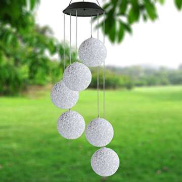Topspeeder Color Changing Solar Power Wind Chime Spiral Spinner Crystal Ball Wind Mobile Portable Wa...