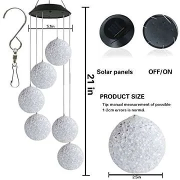 Topspeeder Color Changing Solar Power Wind Chime Spiral Spinner Crystal Ball Wind Mobile Portable Waterproof Outdoor Decorative Romantic Wind Bell Light for Patio Yard Garden Home (Crystal Ball)