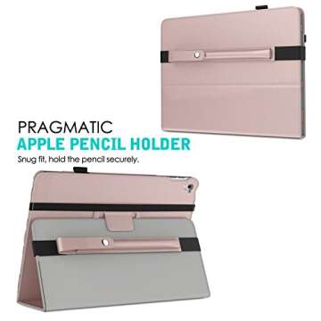 MoKo Pencil Holder for Apple Pencil Pro, Apple Pencil 1st/2nd Generation, Apple Pencil (USB-C), PU Leather iPad Pencil Sleeve Pouch with Buckle & Elastic Band Attach to iPad Case,Rose Gold