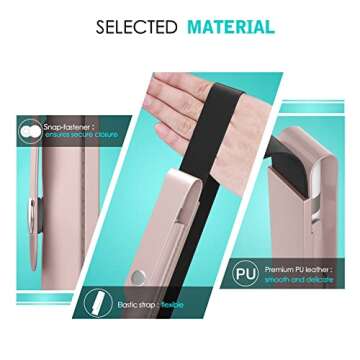 MoKo Pencil Holder for Apple Pencil Pro, Apple Pencil 1st/2nd Generation, Apple Pencil (USB-C), PU Leather iPad Pencil Sleeve Pouch with Buckle & Elastic Band Attach to iPad Case,Rose Gold