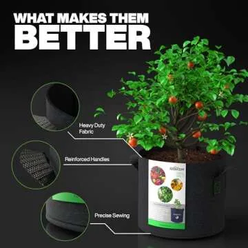 RIBRAM 400G Heavy Duty Mix Garden POTS Premium Non-Woven Felt Fabric 10 Gallons Grow Bags - Your Eco-Friendly Gardening Solution (3 Units/Pkg).