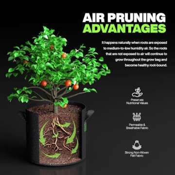 RIBRAM 400G Heavy Duty Mix Garden POTS Premium Non-Woven Felt Fabric 10 Gallons Grow Bags - Your Eco-Friendly Gardening Solution (3 Units/Pkg).