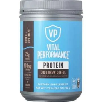 Vital Proteins Performance Powder, 25g Lactose-Free Milk Protein Isolate Casein & Whey Blend, NSF for Sport Certified, 10g Collagen Peptides, 8g EAAs, 5g BCAAs, Gluten-Free - Cold Brew Coffee, 1.72lb