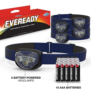 EVEREADY 5-Pack LED Headlamps Pro200 - Bright & Durable