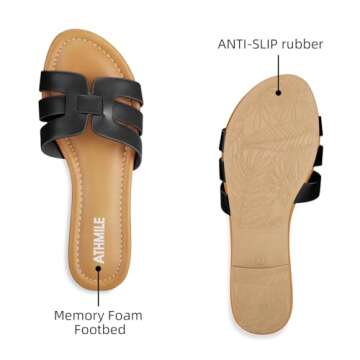 ATHMILE Sandals for Women 2024 Womens Sandals Dressy Summer Flats Sandals Women Slides Sandals for Party Wedding Beach