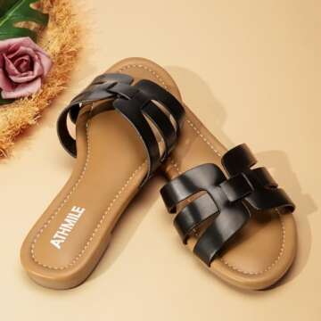 ATHMILE Sandals for Women 2024 Womens Sandals Dressy Summer Flats Sandals Women Slides Sandals for Party Wedding Beach