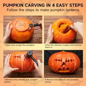 Shuttle Art 40PCS Pumpkin Carving Kit, 22 PCS Stainless Steel Pumpkin Carving Stencils with 15 Electronic Candles & 3 Carving Tools, Easy Safe Fun and Durable for Kids Adults Pumpkin Carving