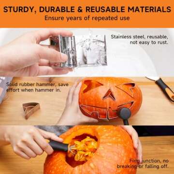 Shuttle Art 40PCS Pumpkin Carving Kit, 22 PCS Stainless Steel Pumpkin Carving Stencils with 15 Electronic Candles & 3 Carving Tools, Easy Safe Fun and Durable for Kids Adults Pumpkin Carving