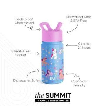 Simple Modern My Little Pony Kids Water Bottle with Straw Lid | Reusable Insulated Stainless Steel C...