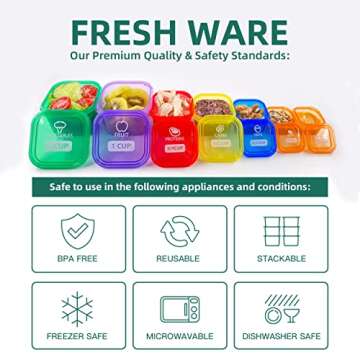 Finorder 21 Day Portion Control Container Kit (14-Piece) with Complete Guide, BPA Free Food Portion Container Set for Meal Prep, 21 Day Lose Weight System (HN-PC)