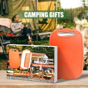 Camping Cutting Board, HI NINGER Collapsible Chopping Board with Colander, 9-In-1 Multi Kitchen Vegetable Washing Basket,Camping Gifts Accessories for RV Campers