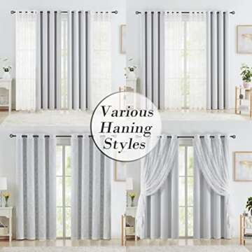 Mix & Match Blackout & Floral Lace Curtains Set 84 Inch