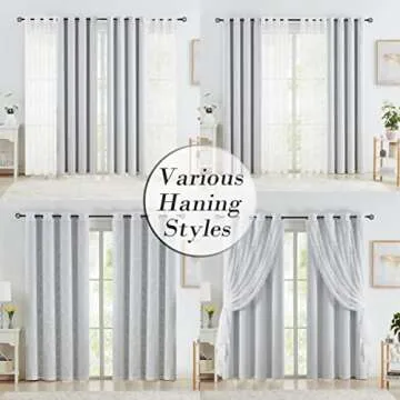 Mix & Match Blackout & Floral Lace Curtains Set 84 Inch