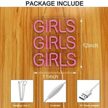 Neon Signs Girls Beer Bar Home Art Neon Light LED Neon Lights Sign with Dimmer for Bedroom Office Ho...