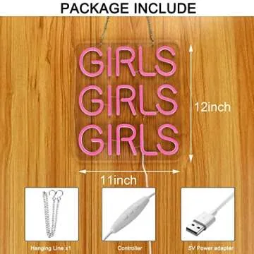 Neon Signs Girls Beer Bar Home Art Neon Light LED Neon Lights Sign with Dimmer for Bedroom Office Ho...