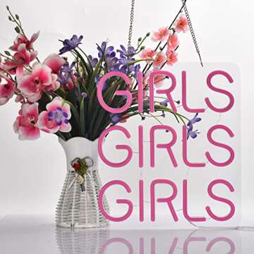 Neon Signs Girls Beer Bar Home Art Neon Light LED Neon Lights Sign with Dimmer for Bedroom Office Hotel Pub Cafe Recreation Room Man Cave Wall Sign Decor(Pink)