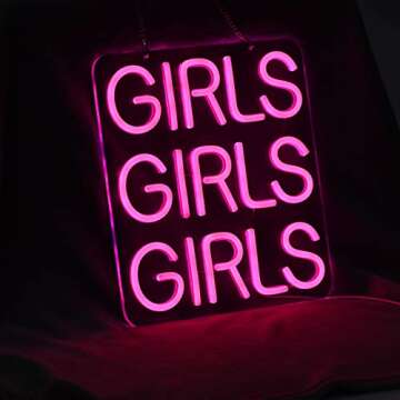 Neon Signs Girls Beer Bar Home Art Neon Light LED Neon Lights Sign with Dimmer for Bedroom Office Hotel Pub Cafe Recreation Room Man Cave Wall Sign Decor(Pink)