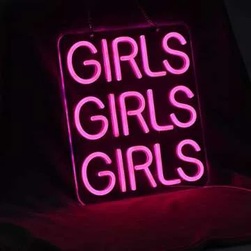 Neon Signs Girls Beer Bar Home Art Neon Light LED Neon Lights Sign with Dimmer for Bedroom Office Hotel Pub Cafe Recreation Room Man Cave Wall Sign Decor(Pink)