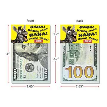 Larkmo The Pranking Zebra Funny $100 Gag, Realistic One Hundred Dollar Bill Joke Office Prank for Men, Women & Children, Great Practical Joke, Kit of 50 Pieces