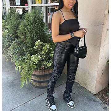 Women Black Leather Party Leggings - Stylish & Comfy