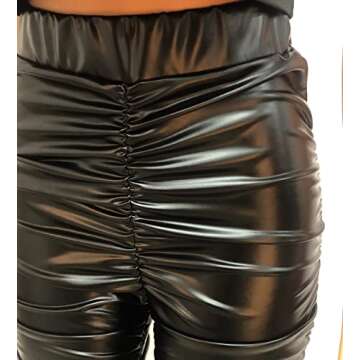Women Black Leather Party Leggings - Stylish & Comfy
