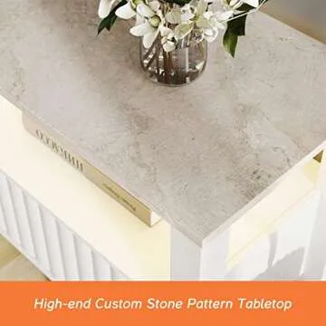 WAMPAT Fireplace TV Stand for 75 Inch TV, White Entertainment Center with LED Light, Modern TV Console Table for 80/70/65 inch TV with 4 Storages for Living Room, 70 Inch