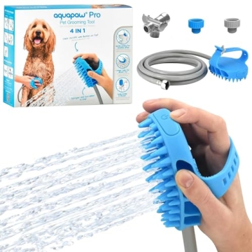 Aquapaw Dog Bath Brush Pro - Sprayer and Scrubber Tool in One - Indoor/Outdoor Dog Bathing Supplies ...