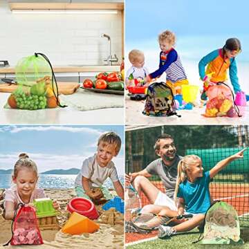 iMucci 12Pcs Mesh Bag 13"X15.5" Drawstring Gym Bag Nylon Mesh Drawstring Bag with Cord Lock Closure ...