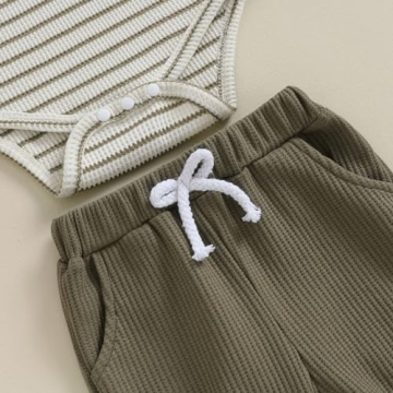Infant Baby Boys Stripe Waffle Romper & Pants - 0-3 Months