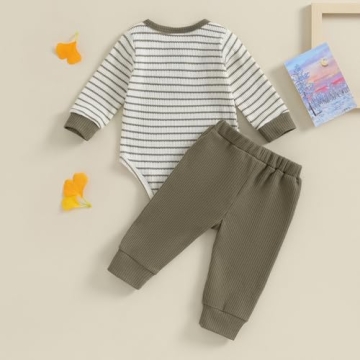 Infant Baby Boys Stripe Waffle Romper & Pants - 0-3 Months