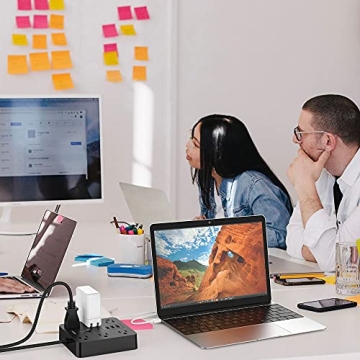 TESSAN Black Surge Protector Power Strip with USB Ports