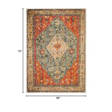 COMSLE Boho Area Rug, 4' x 6' Machine Washable Rugs for Entryway Faux Wool Large Rugs Distressed Thr...