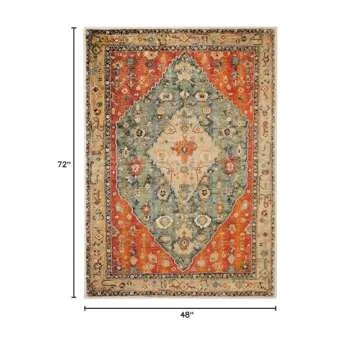COMSLE Boho Area Rug, 4' x 6' Machine Washable Rugs for Entryway Faux Wool Large Rugs Distressed Thr...