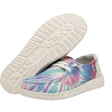 Hey Dude Women's Wendy Rose Candy Tie Dye Size 5 | Women’s Shoes | Women’s Lace Up Loafers | Comfortable & Light-Weight