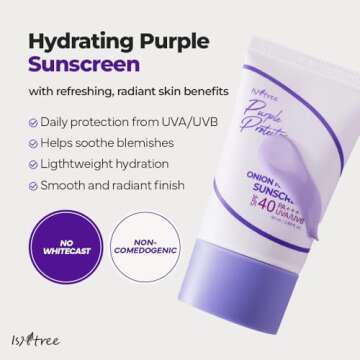 ISNTREE Onion Newpair Sunscreen 50ml, 1.69 fl.oz | SPF 40 | Korean Skincare | Hydrating Sun Protector | Evens Skin Tone | Purple Sunscreen