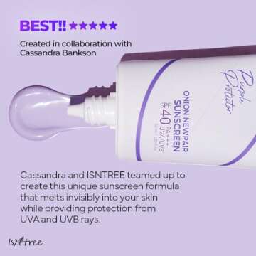 ISNTREE Onion Newpair Sunscreen 50ml, 1.69 fl.oz | SPF 40 | Korean Skincare | Hydrating Sun Protector | Evens Skin Tone | Purple Sunscreen