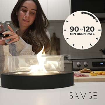 SAVGE Tabletop Fire Pit - 90+ Min Burn, Mini Personal Indoor Outdoor Fire Bowl, Tabletop Fireplace, ...